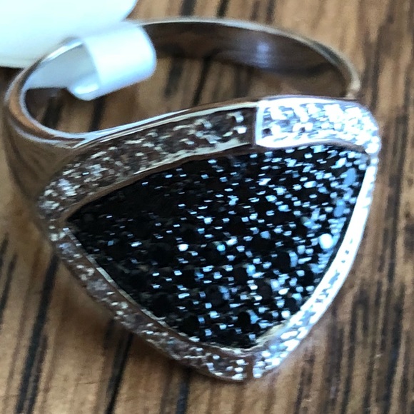 Swarovski Jewelry - Swarovski Crystal Black & Sterling Silver Ring New